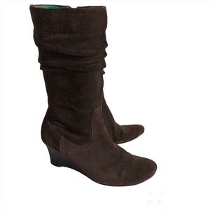 Naturalizer brown suede mid-calf wedge boot sz 5.5